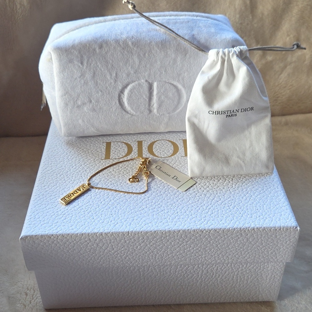 Dior Gold J'adore Charm Barcelet, Dust Bag,‎ Pouch And Box